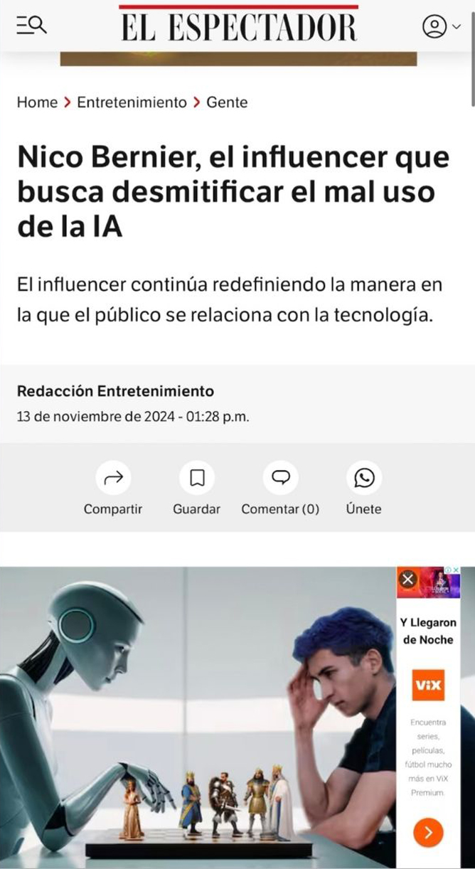 Nico Bernier en El Espectador